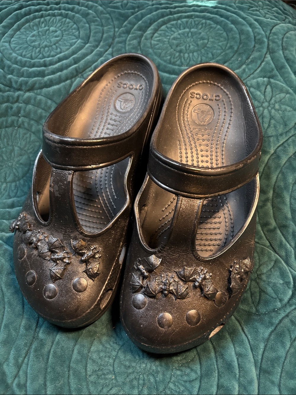 CROCS Black Floral Mary Jane Sandals